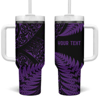 New Zealand Rugby Pacific Personalised Tumbler With Handle All Purple Maori Pasifika Fern Pattern LT9 One Size: 40 oz Purple - Polynesian Pride