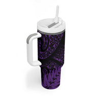 New Zealand Rugby Pacific Personalised Tumbler With Handle All Purple Maori Pasifika Fern Pattern LT9 - Polynesian Pride