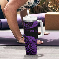New Zealand Rugby Pacific Personalised Tumbler With Handle All Purple Maori Pasifika Fern Pattern LT9 - Polynesian Pride