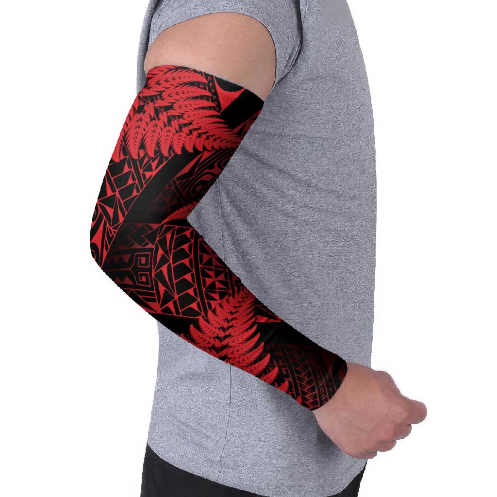New Zealand Rugby Pacific Personalised Arm Sleeves All Red Maori Pasifika Fern Pattern - Polynesian Pride