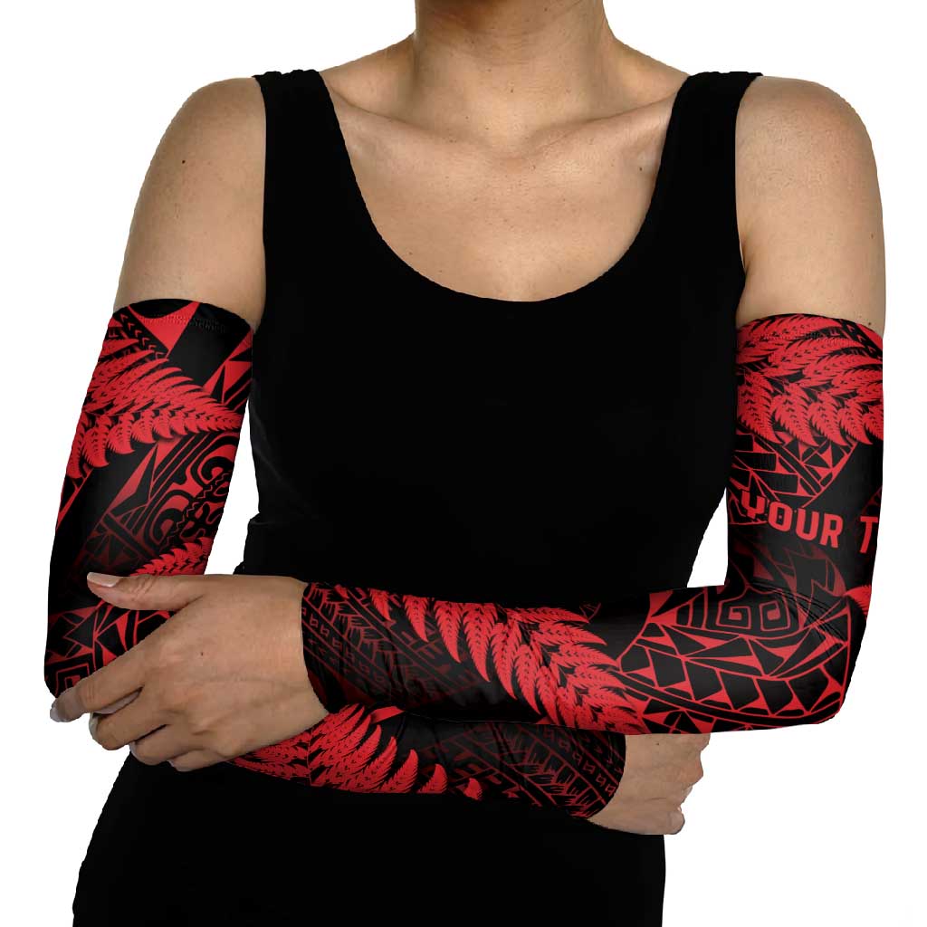 New Zealand Rugby Pacific Personalised Arm Sleeves All Red Maori Pasifika Fern Pattern - Polynesian Pride
