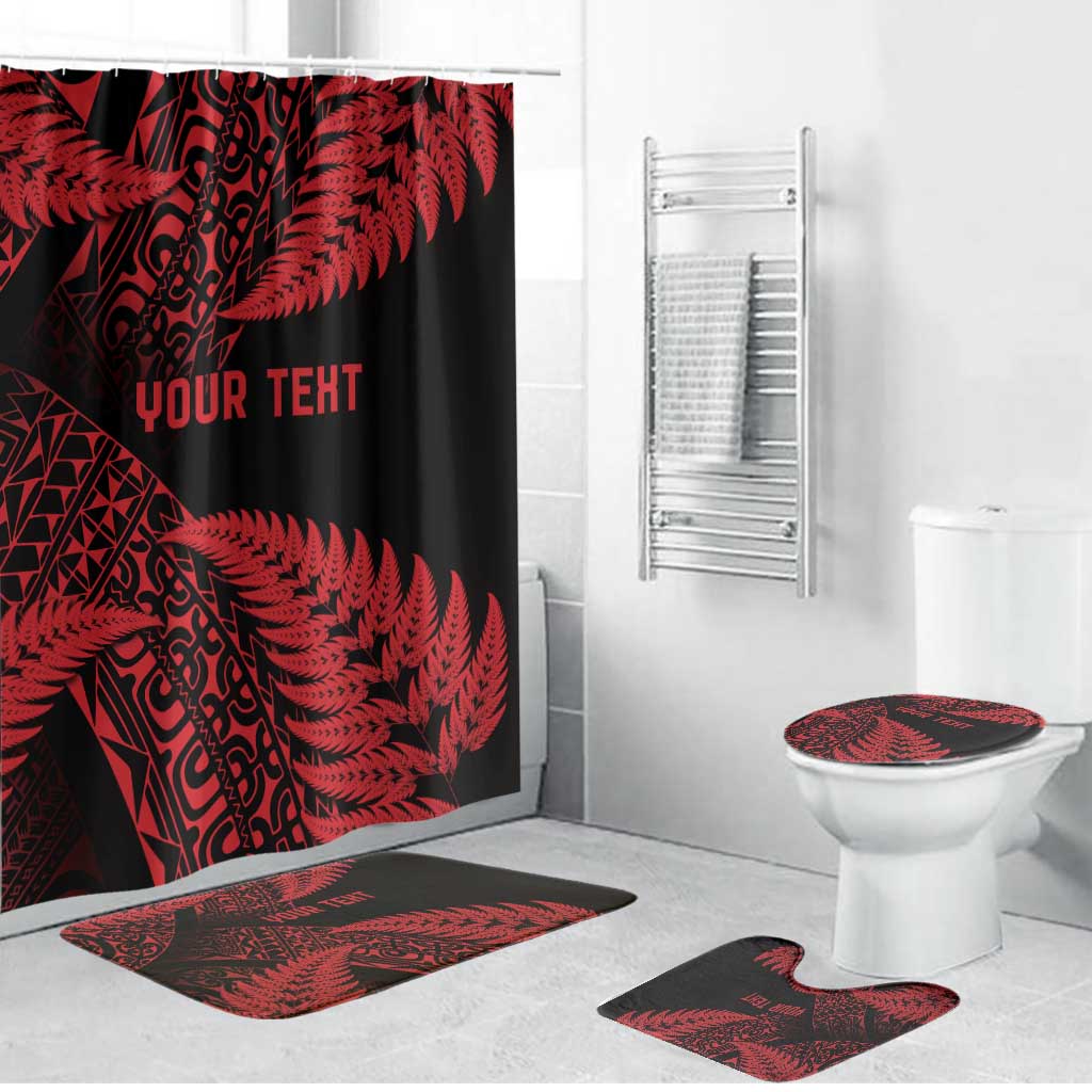 New Zealand Rugby Pacific Personalised Bathroom Set All Red Maori Pasifika Fern Pattern - Polynesian Pride