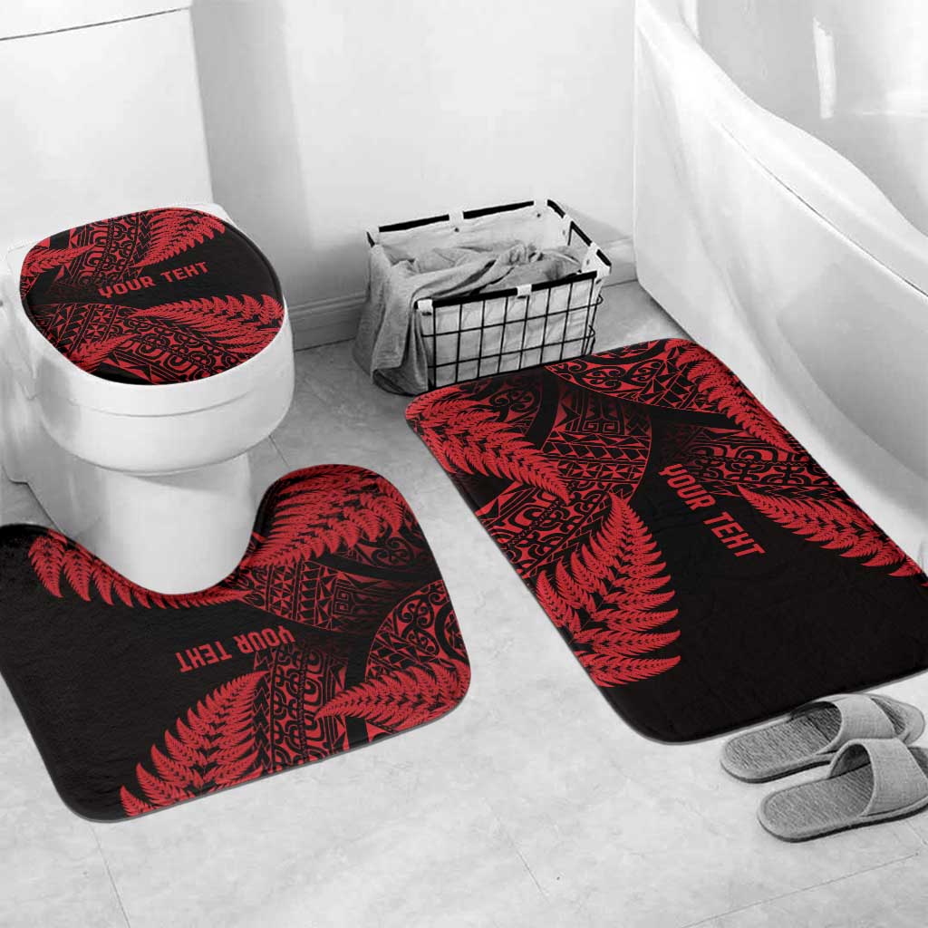 New Zealand Rugby Pacific Personalised Bathroom Set All Red Maori Pasifika Fern Pattern - Polynesian Pride