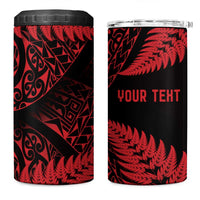 New Zealand Rugby Pacific Personalised 4 in 1 Can Cooler Tumbler All Red Maori Pasifika Fern Pattern LT9 One Size: 16 oz Red - Polynesian Pride