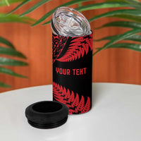 New Zealand Rugby Pacific Personalised 4 in 1 Can Cooler Tumbler All Red Maori Pasifika Fern Pattern LT9 - Polynesian Pride