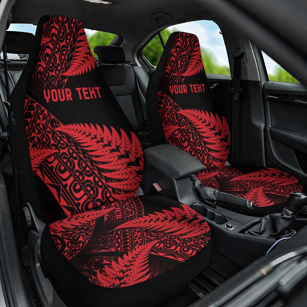 New Zealand Rugby Pacific Personalised Car Seat Cover All Red Maori Pasifika Fern Pattern