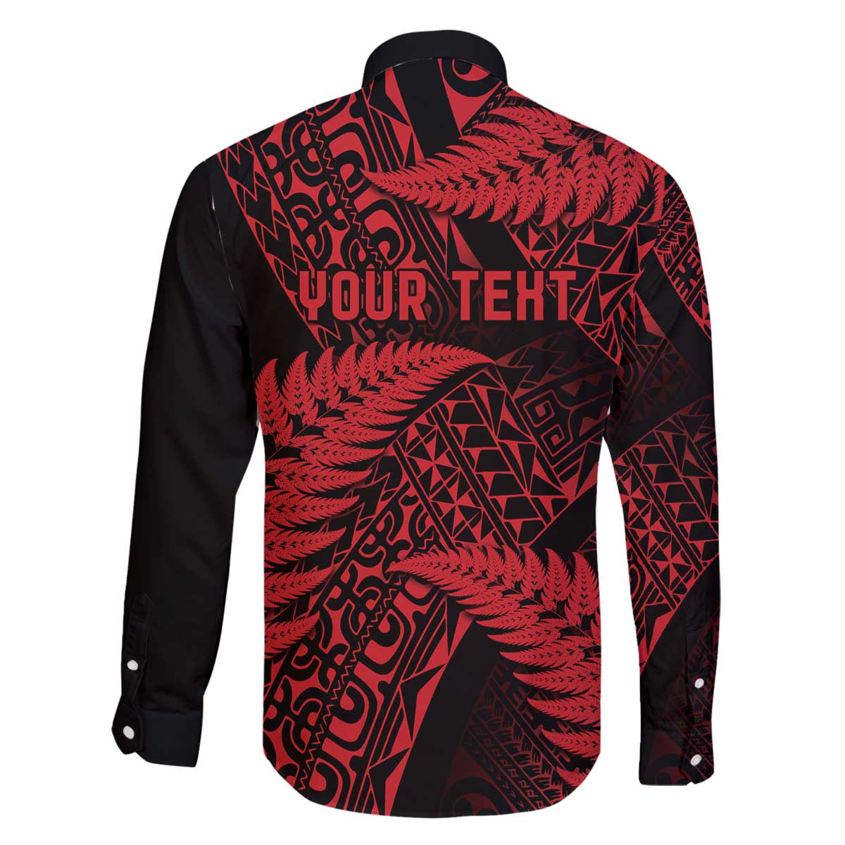 New Zealand Rugby Pacific Personalised Family Matching Off The Shoulder Long Sleeve Dress and Hawaiian Shirt All Red Maori Pasifika Fern Pattern