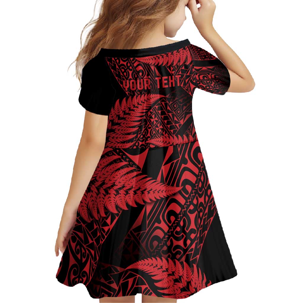 New Zealand Rugby Pacific Personalised Family Matching Short Sleeve Bodycon Dress and Hawaiian Shirt All Red Maori Pasifika Fern Pattern LT9 - Polynesian Pride