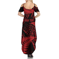 New Zealand Rugby Pacific Personalised Family Matching Summer Maxi Dress and Hawaiian Shirt All Red Maori Pasifika Fern Pattern LT9 - Polynesian Pride