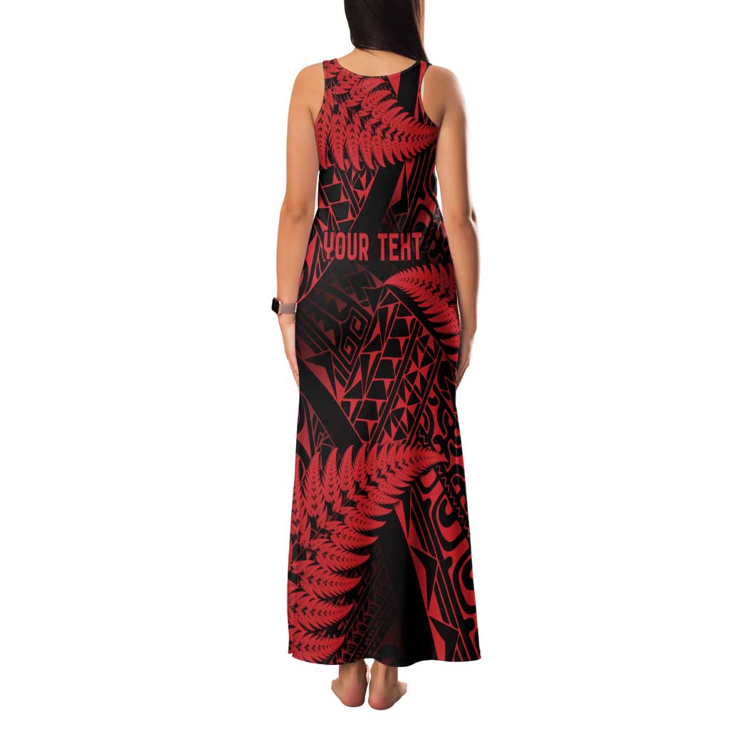 New Zealand Rugby Pacific Personalised Family Matching Tank Maxi Dress and Hawaiian Shirt All Red Maori Pasifika Fern Pattern LT9 - Polynesian Pride