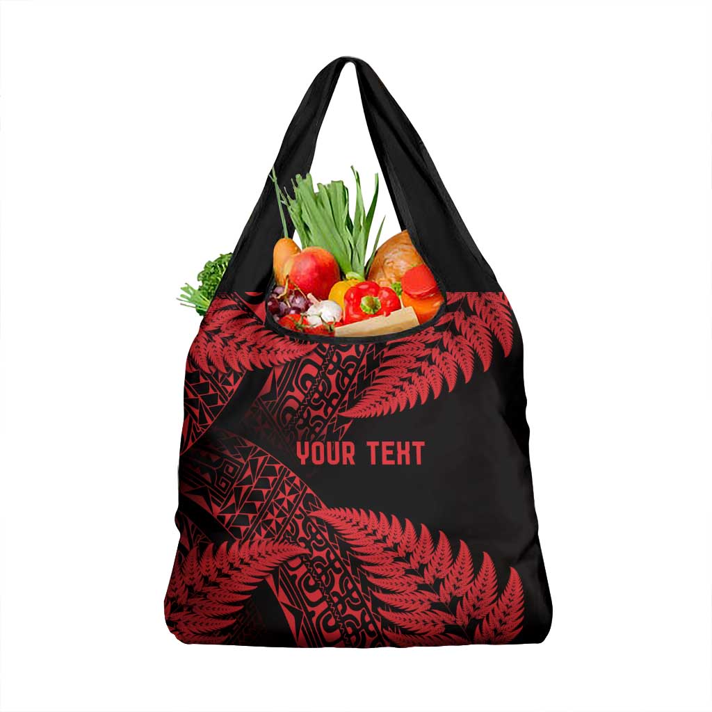 New Zealand Rugby Pacific Personalised Grocery Bag All Red Maori Pasifika Fern Pattern LT9 1-pack One Size Red - Polynesian Pride