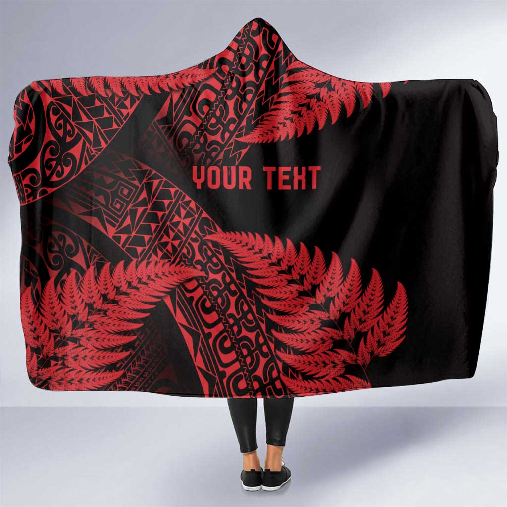 New Zealand Rugby Pacific Personalised Hooded Blanket All Red Maori Pasifika Fern Pattern