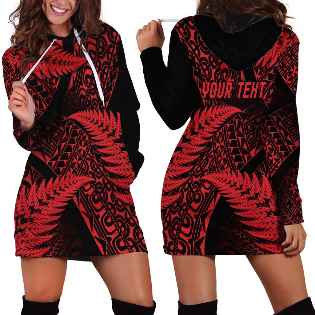 New Zealand Rugby Pacific Personalised Hoodie Dress All Red Maori Pasifika Fern Pattern