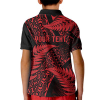 New Zealand Rugby Pacific Personalised Kid Polo Shirt All Red Maori Pasifika Fern Pattern LT9 - Polynesian Pride