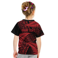 New Zealand Rugby Pacific Personalised Kid T Shirt All Red Maori Pasifika Fern Pattern LT9 - Polynesian Pride