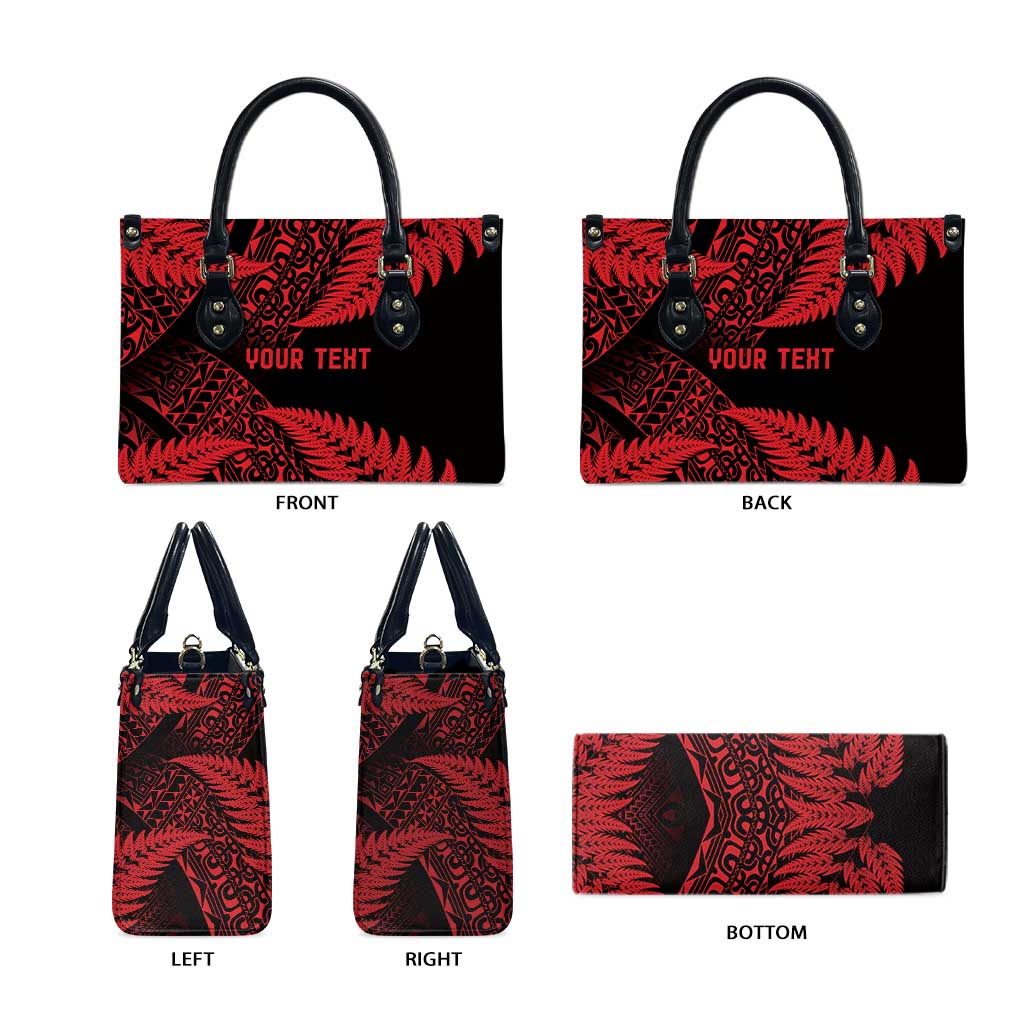 New Zealand Rugby Pacific Personalised Leather Bag All Red Maori Pasifika Fern Pattern - Polynesian Pride