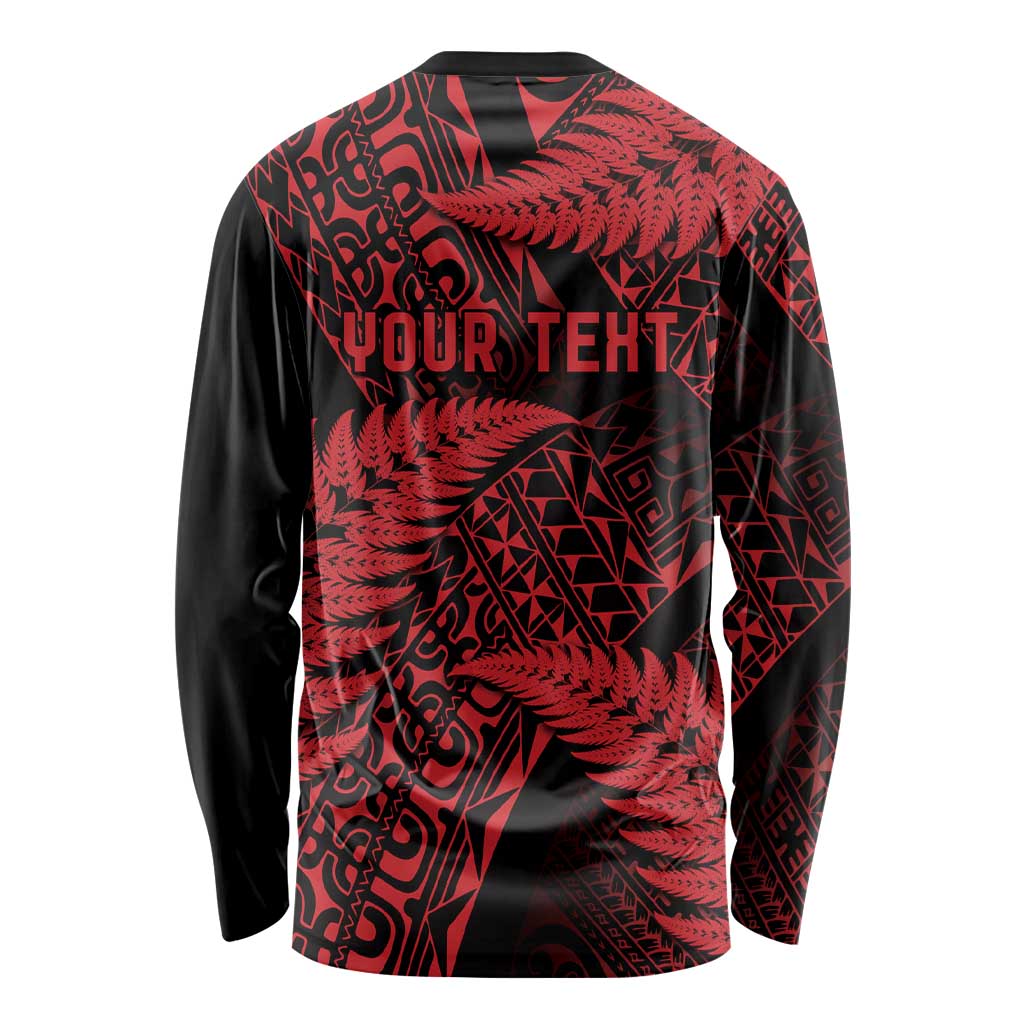 New Zealand Rugby Pacific Personalised Long Sleeve Shirt All Red Maori Pasifika Fern Pattern LT9 - Polynesian Pride