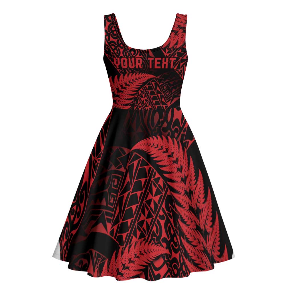 New Zealand Rugby Pacific Personalised Midi Dress All Red Maori Pasifika Fern Pattern - Polynesian Pride