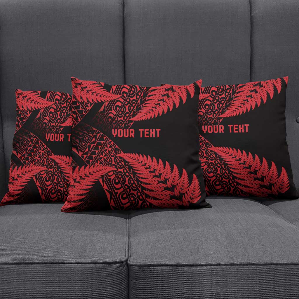 New Zealand Rugby Pacific Personalised Pillow Cover All Red Maori Pasifika Fern Pattern - Polynesian Pride