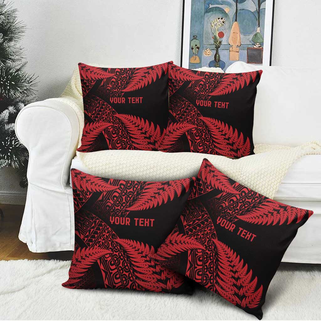 New Zealand Rugby Pacific Personalised Pillow Cover All Red Maori Pasifika Fern Pattern - Polynesian Pride