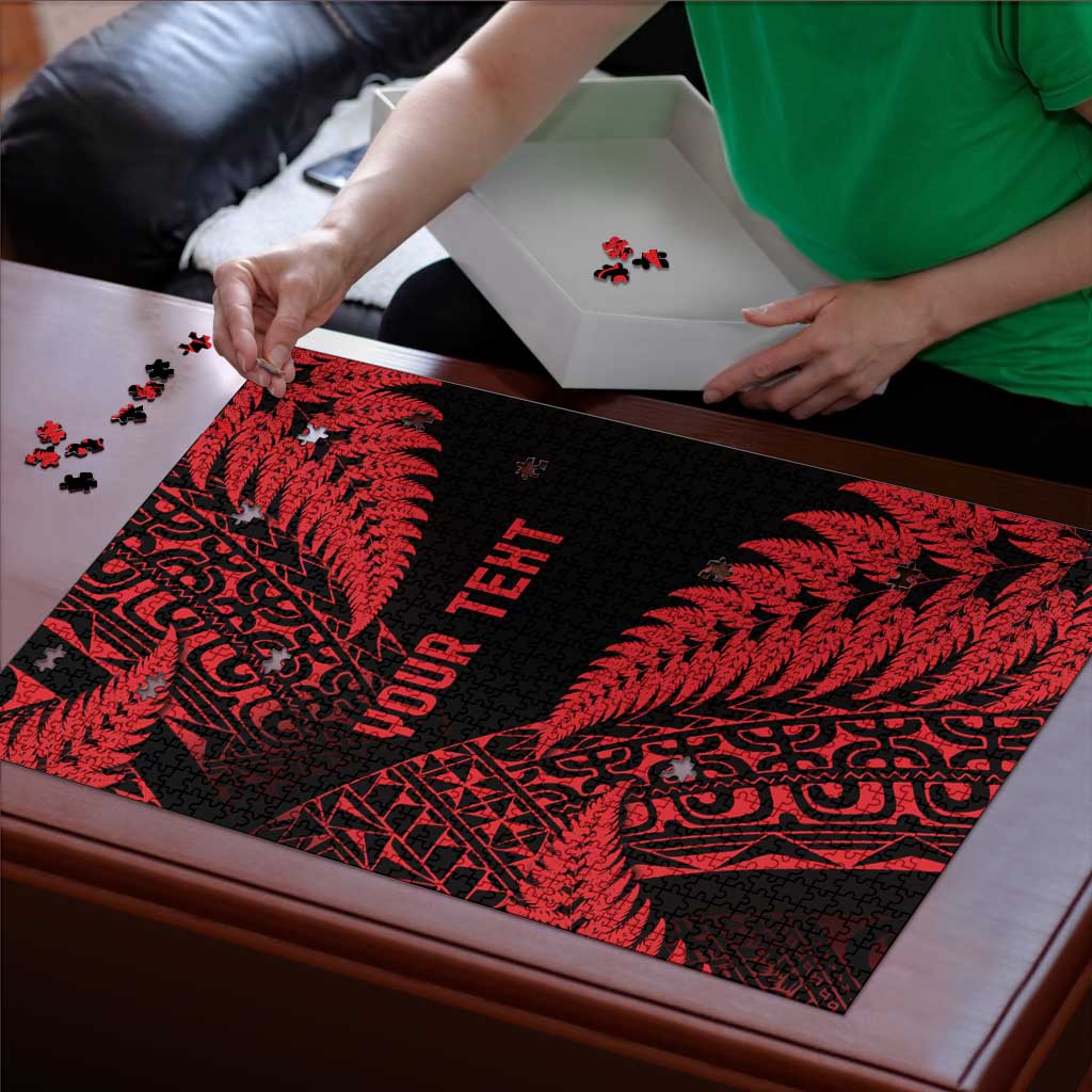 New Zealand Rugby Pacific Personalised Puzzle All Red Maori Pasifika Fern Pattern - Polynesian Pride
