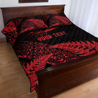 New Zealand Rugby Pacific Personalised Quilt Bed Set All Red Maori Pasifika Fern Pattern
