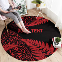 New Zealand Rugby Pacific Personalised Round Carpet All Red Maori Pasifika Fern Pattern