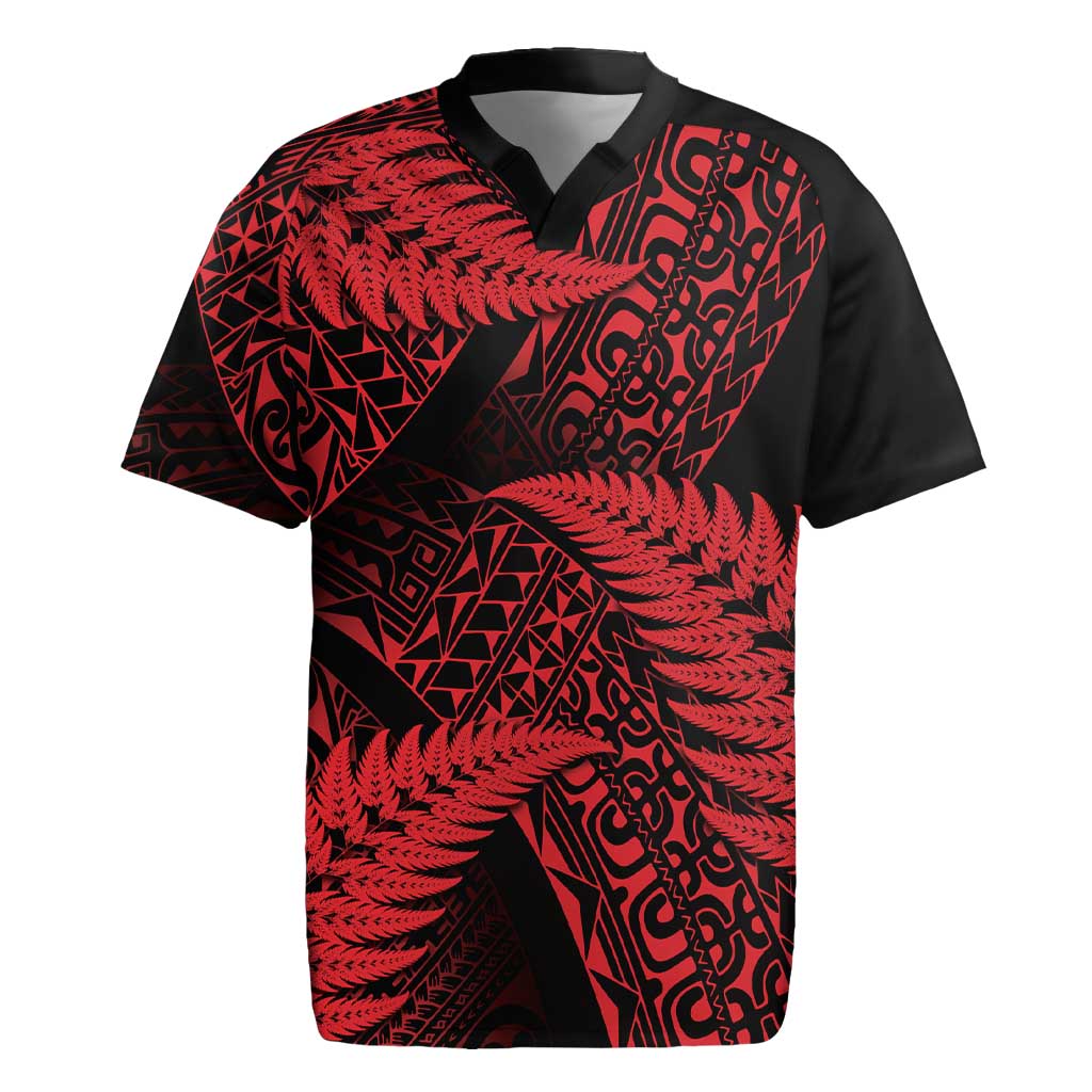 New Zealand Rugby Pacific Personalised Rugby Jersey All Red Maori Pasifika Fern Pattern LT9 Red - Polynesian Pride