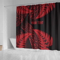 New Zealand Rugby Pacific Personalised Shower Curtain All Red Maori Pasifika Fern Pattern