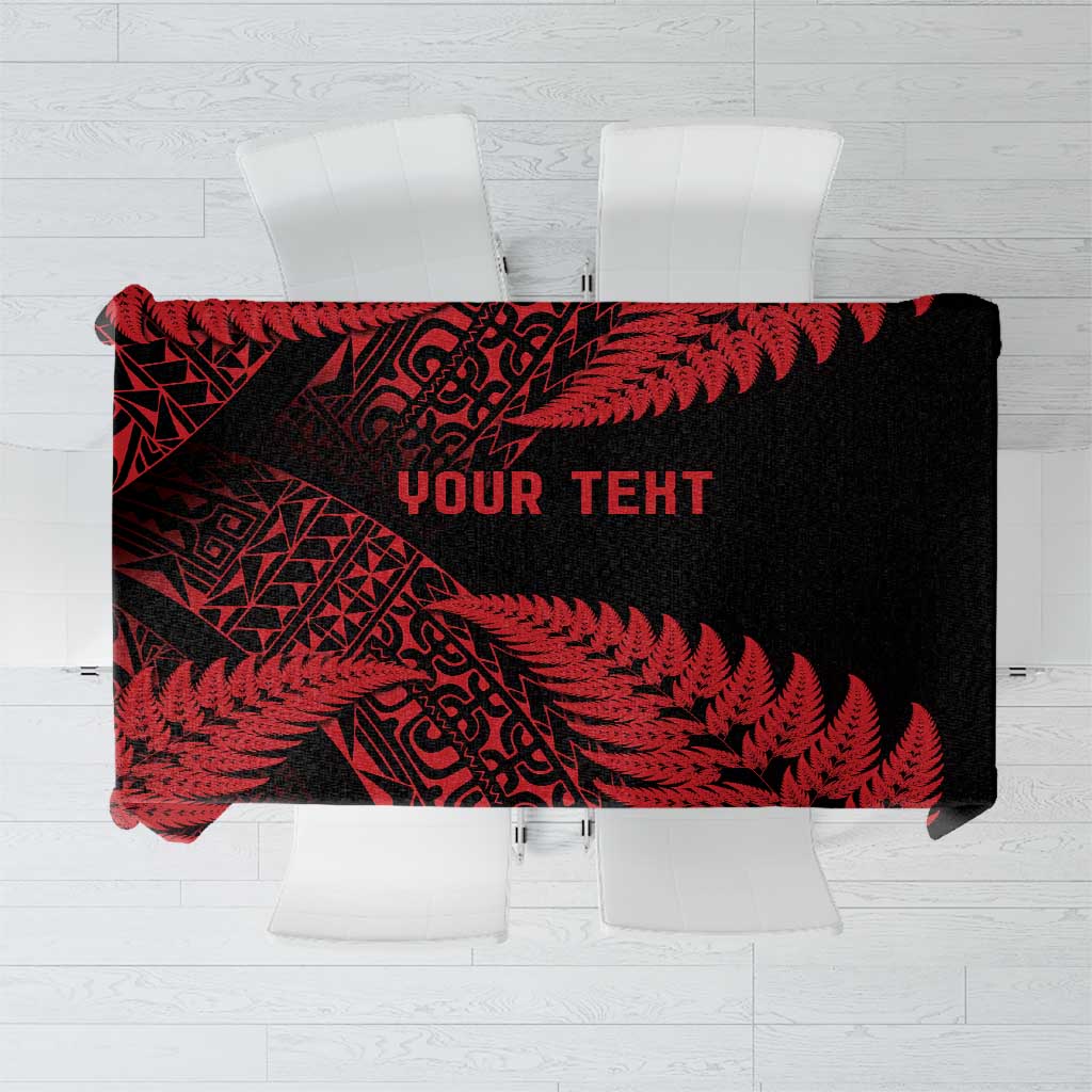 New Zealand Rugby Pacific Personalised Tablecloth All Red Maori Pasifika Fern Pattern LT9 Red - Polynesian Pride