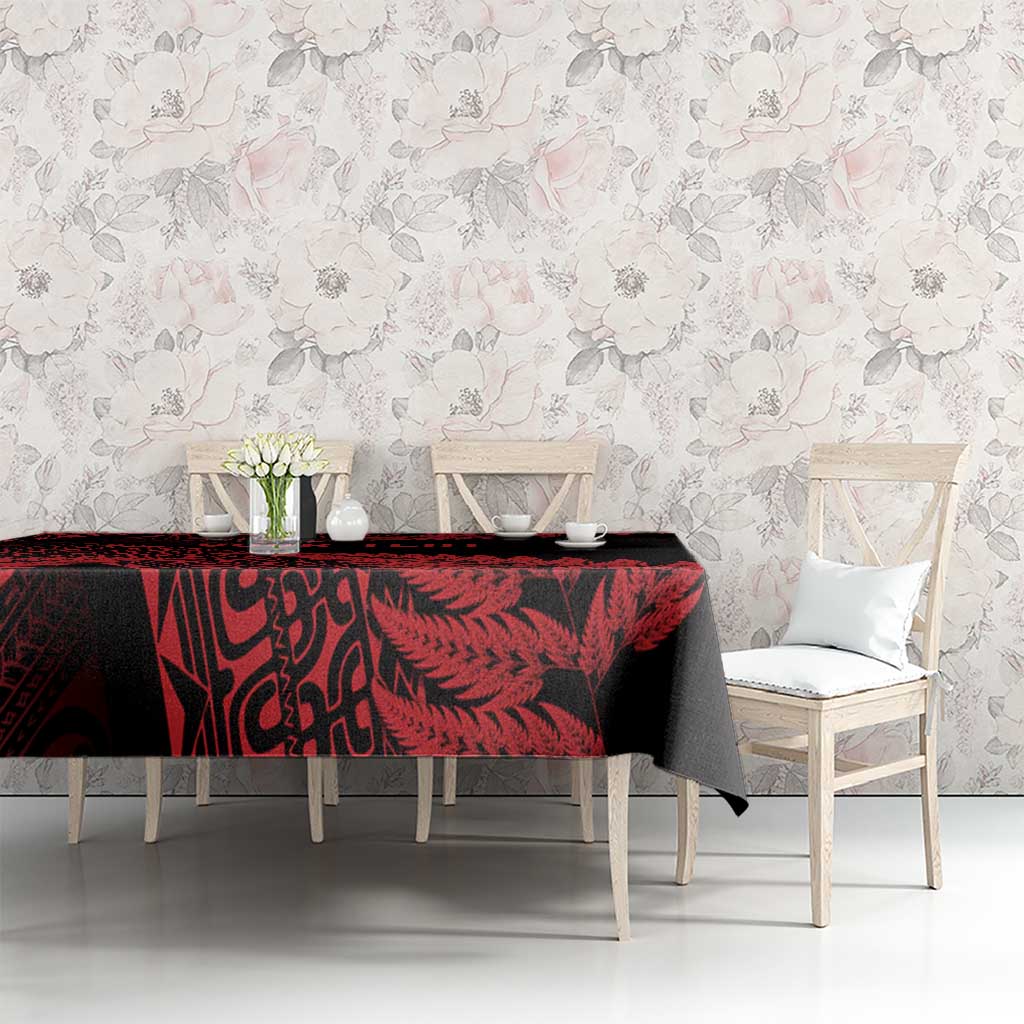New Zealand Rugby Pacific Personalised Tablecloth All Red Maori Pasifika Fern Pattern