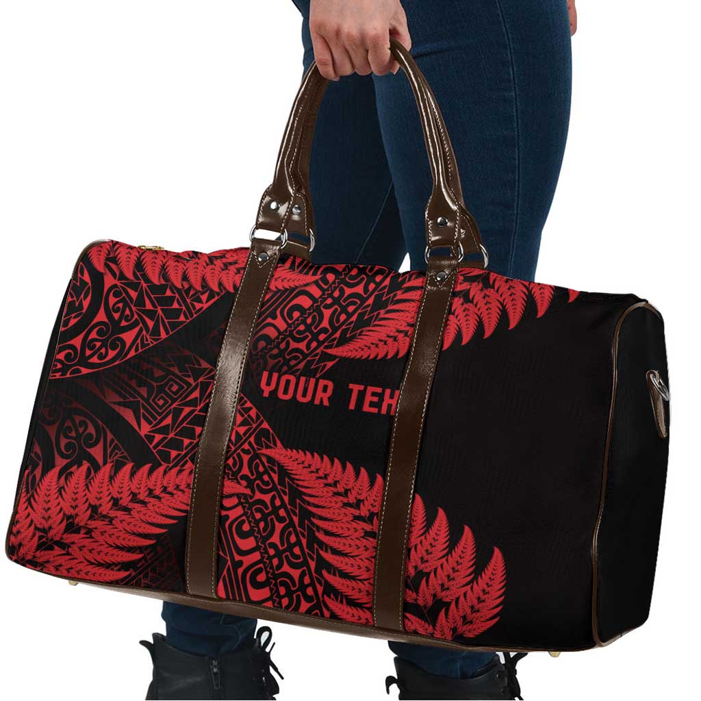 New Zealand Rugby Pacific Personalised Travel Bag All Red Maori Pasifika Fern Pattern - Polynesian Pride