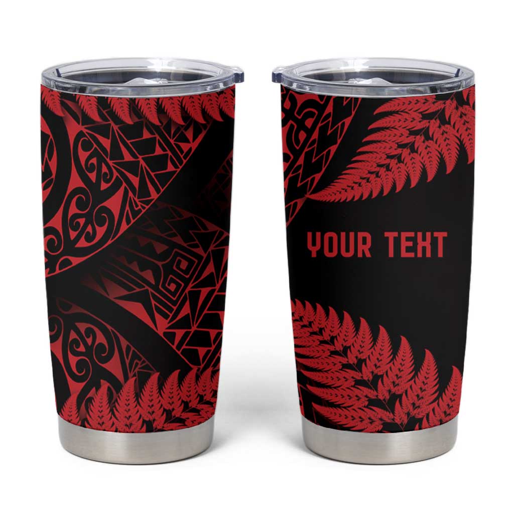 New Zealand Rugby Pacific Personalised Tumbler Cup All Red Maori Pasifika Fern Pattern LT9 Red - Polynesian Pride