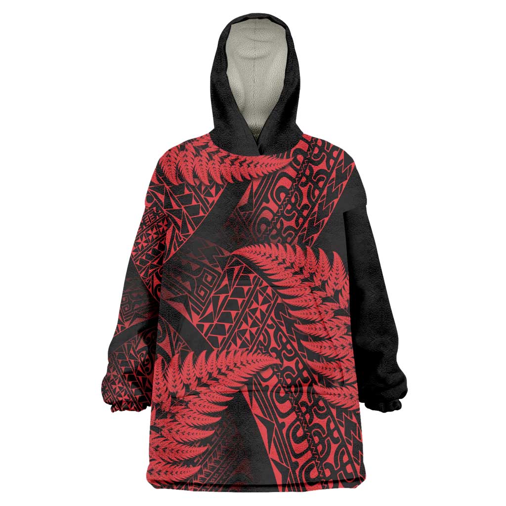 New Zealand Rugby Pacific Personalised Wearable Blanket Hoodie All Red Maori Pasifika Fern Pattern