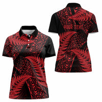 New Zealand Rugby Pacific Personalised Women Polo Shirt All Red Maori Pasifika Fern Pattern