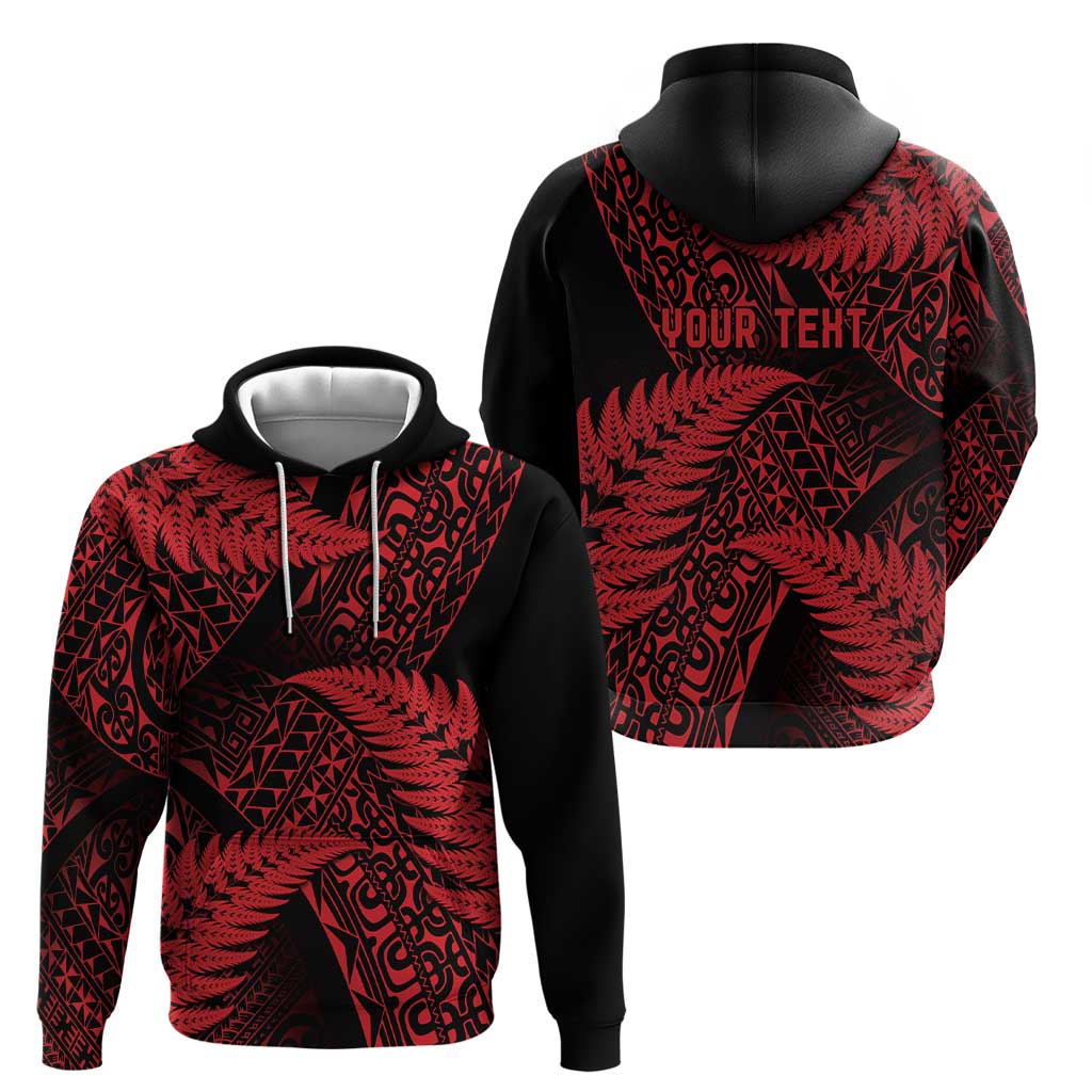 New Zealand Rugby Pacific Personalised Zip Hoodie All Red Maori Pasifika Fern Pattern