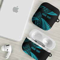 New Zealand Rugby Pacific Personalised AirPods Case All Turquoise Maori Pasifika Fern Pattern - Polynesian Pride