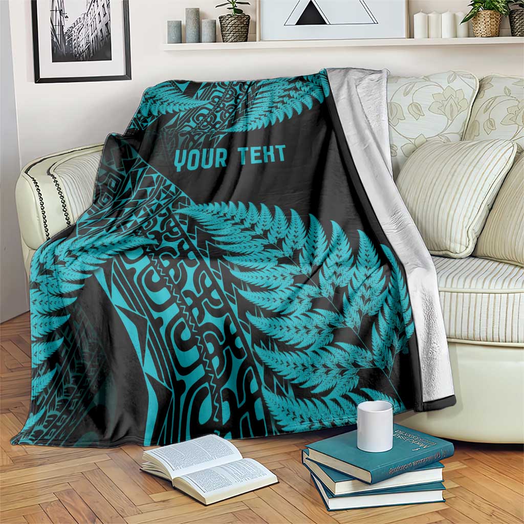 New Zealand Rugby Pacific Personalised Blanket All Turquoise Maori Pasifika Fern Pattern