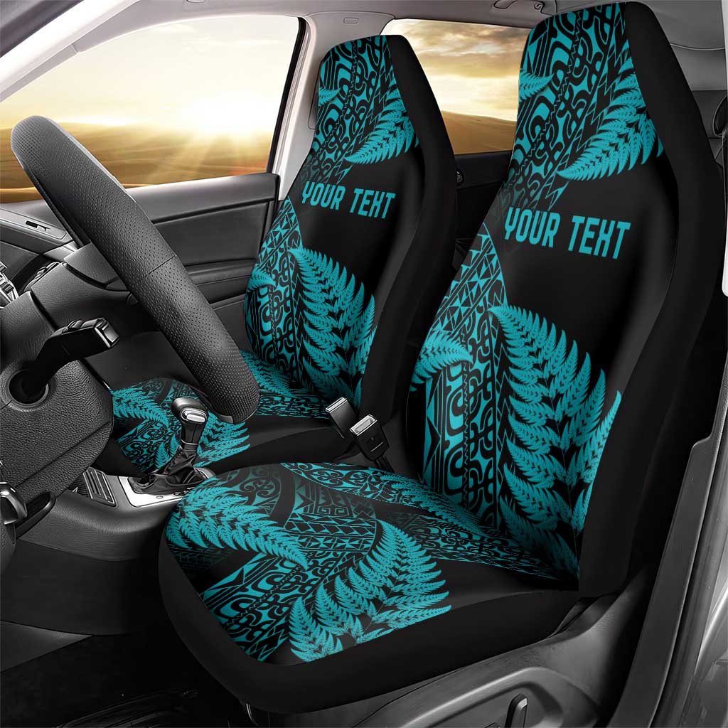 New Zealand Rugby Pacific Personalised Car Seat Cover All Turquoise Maori Pasifika Fern Pattern