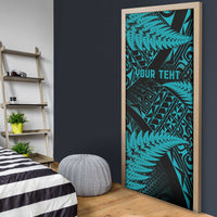 New Zealand Rugby Pacific Personalised Door Cover All Turquoise Maori Pasifika Fern Pattern - Polynesian Pride