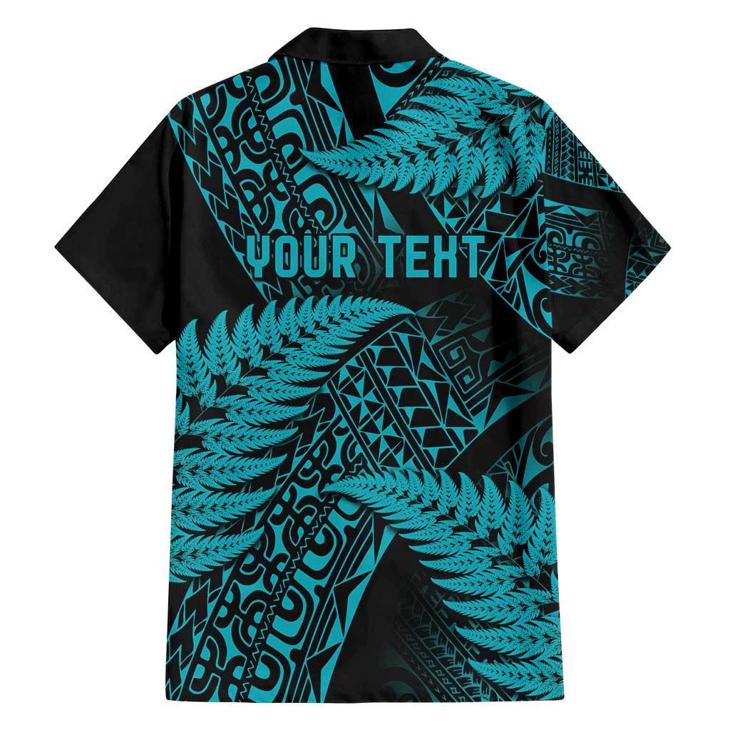 New Zealand Rugby Pacific Personalised Family Matching Long Sleeve Bodycon Dress and Hawaiian Shirt All Turquoise Maori Pasifika Fern Pattern