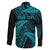 New Zealand Rugby Pacific Personalised Family Matching Off The Shoulder Long Sleeve Dress and Hawaiian Shirt All Turquoise Maori Pasifika Fern Pattern