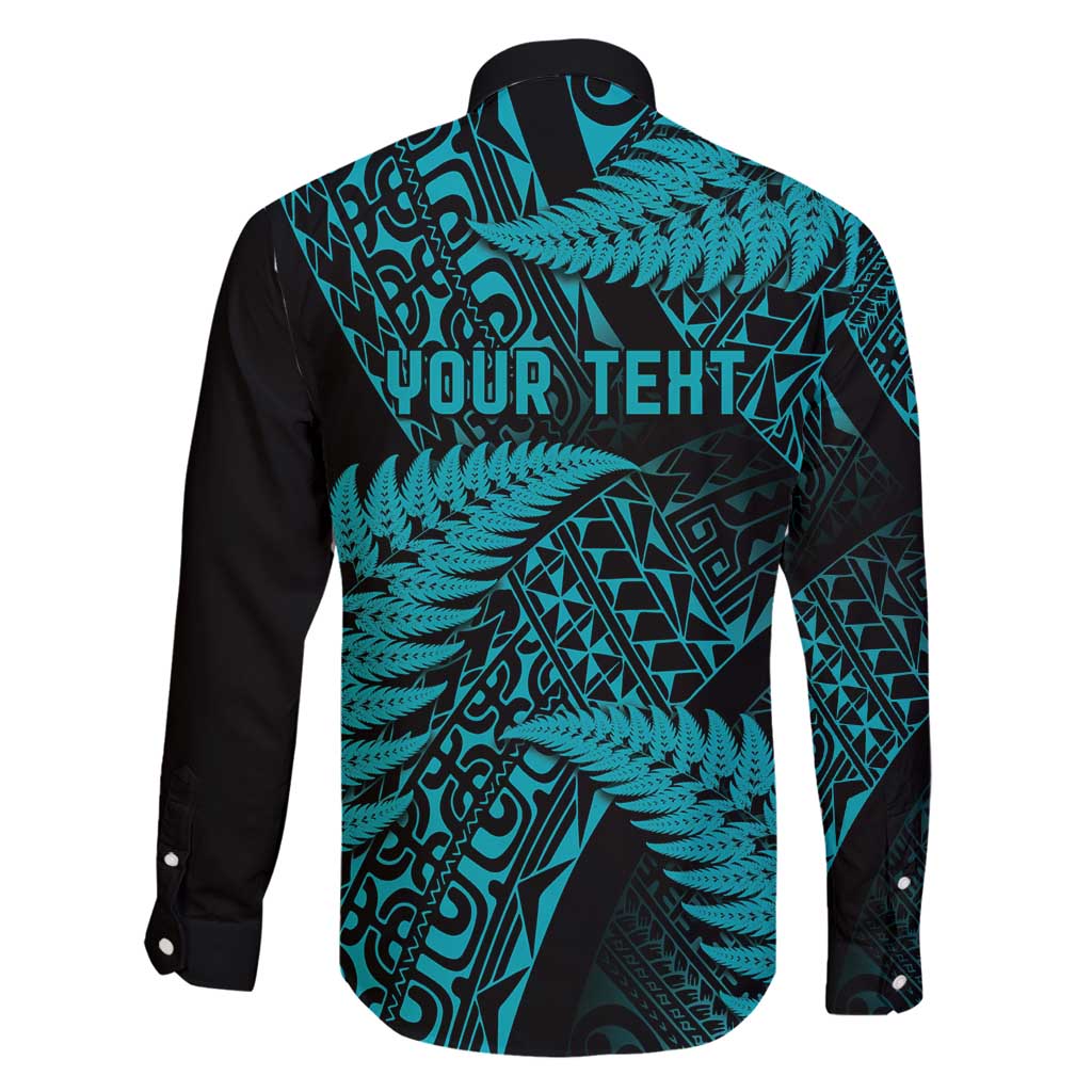 New Zealand Rugby Pacific Personalised Family Matching Tank Maxi Dress and Hawaiian Shirt All Turquoise Maori Pasifika Fern Pattern