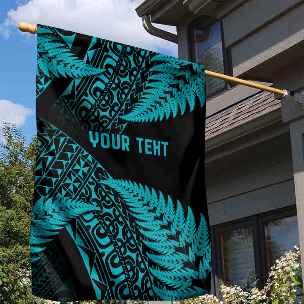 New Zealand Rugby Pacific Personalised Garden Flag All Turquoise Maori Pasifika Fern Pattern
