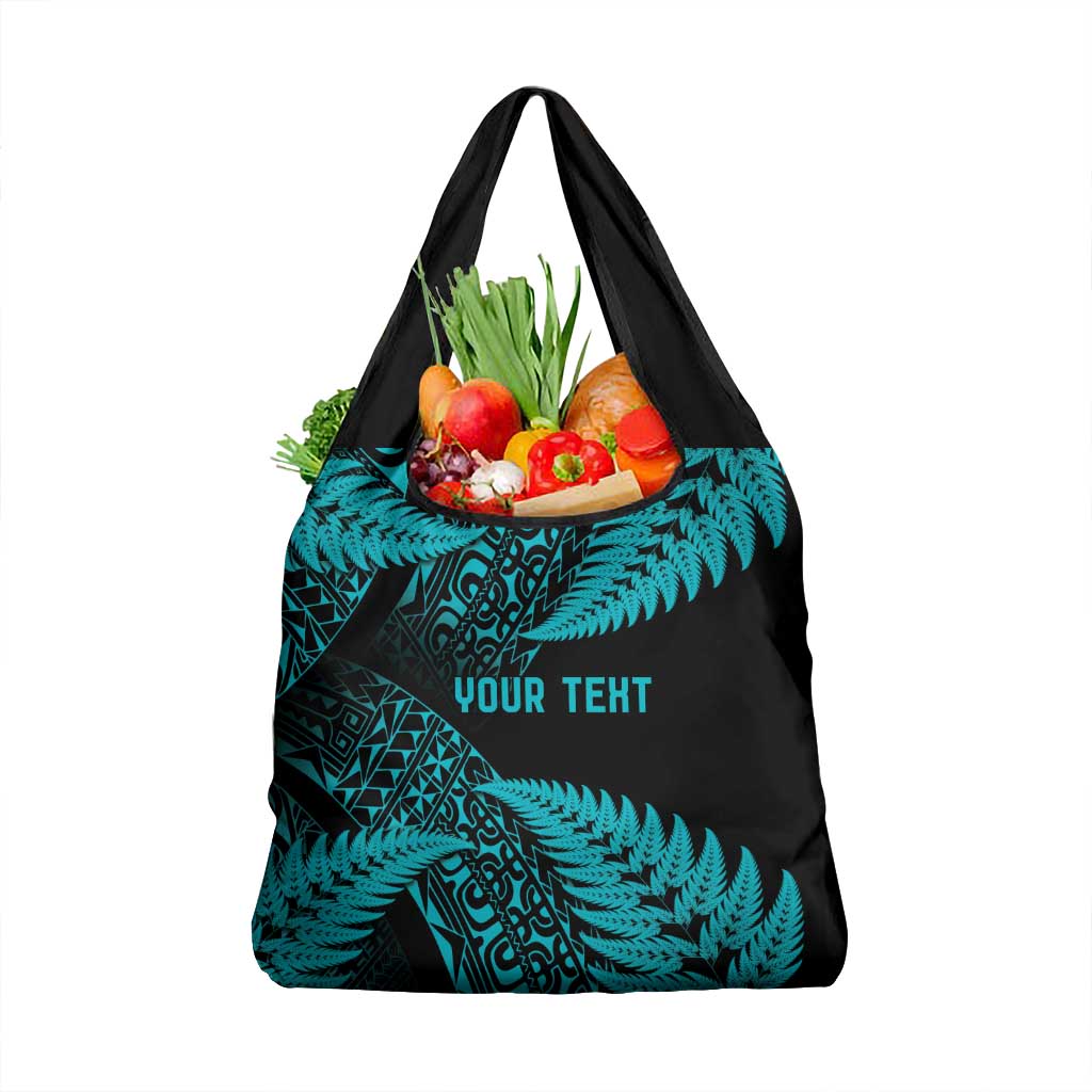 New Zealand Rugby Pacific Personalised Grocery Bag All Turquoise Maori Pasifika Fern Pattern LT9 1-pack One Size Turquoise - Polynesian Pride