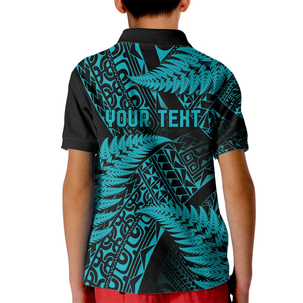 New Zealand Rugby Pacific Personalised Kid Polo Shirt All Turquoise Maori Pasifika Fern Pattern LT9 - Polynesian Pride