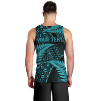 New Zealand Rugby Pacific Personalised Men Tank Top All Turquoise Maori Pasifika Fern Pattern