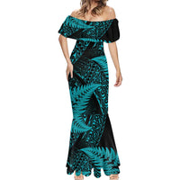 New Zealand Rugby Pacific Personalised Mermaid Dress All Turquoise Maori Pasifika Fern Pattern