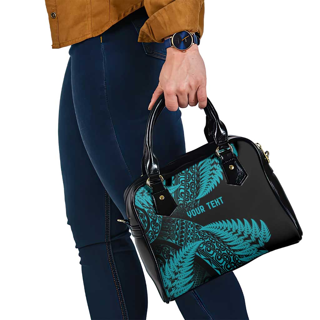New Zealand Rugby Pacific Personalised Shoulder Handbag All Turquoise Maori Pasifika Fern Pattern