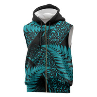New Zealand Rugby Pacific Personalised Sleeveless Zip Hoodie All Turquoise Maori Pasifika Fern Pattern - Polynesian Pride